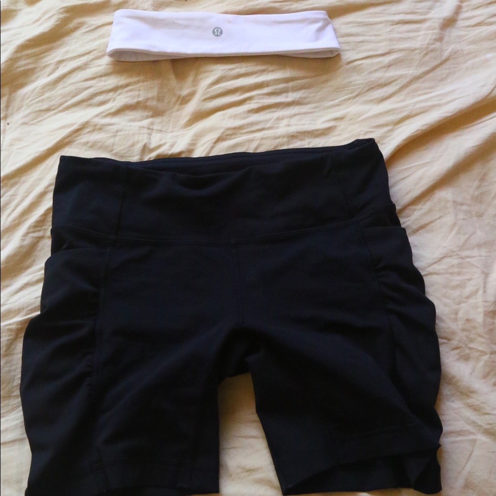 Lululemon Bike Shorts and Headband